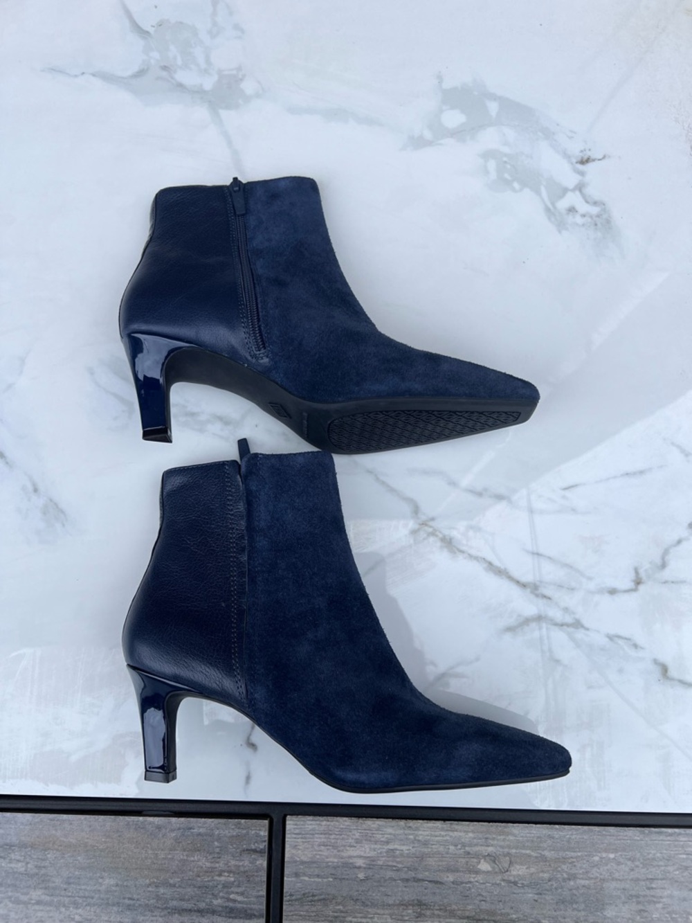 Donald Pliner Women's Navy Suede Pointed Toe Ankle Boots